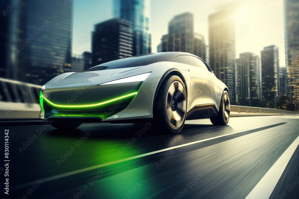 Autonomous electric car . Futuristic electric car 3d illustration. Modern Electric Vehicle. Electric Vehicle. Futuristic electric car. Electric cars of the future, 3d illustration.	
