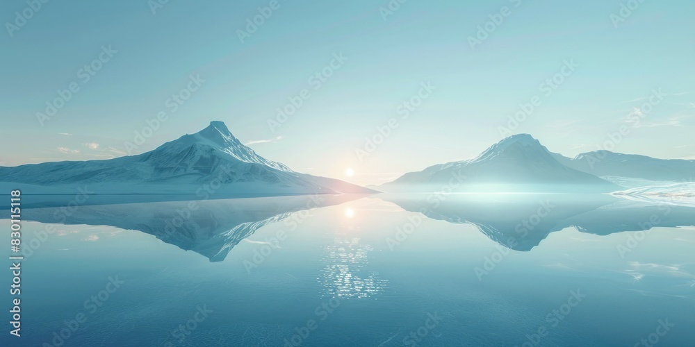 A massive mountain sits majestically in the background, overlooking a vast body of water