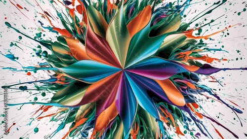 Energía y Vitalidad: Imagen Abstracta con Salpicaduras de Colores Vivos y Formas Variadas que Cautiva a los Espectadores photo