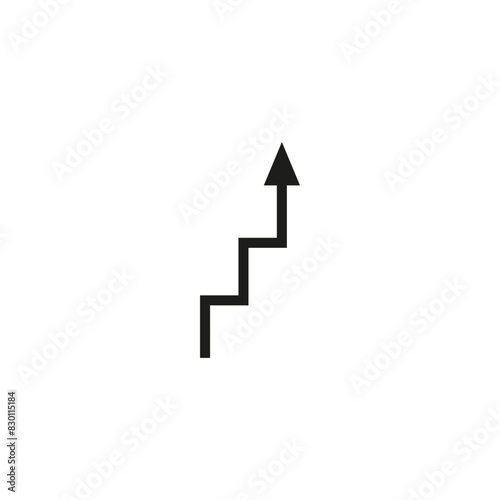 Angular arrow in the shape of stair treads. Vector illustration. 