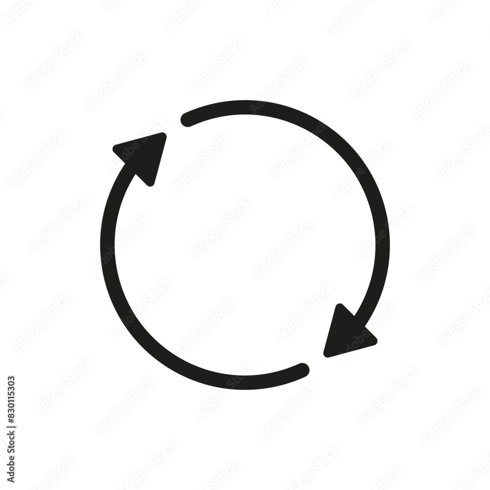 Two semicircular rotating arrows. Following each other in a circle. Vector symbol. Two semicircular rotating arrows. Following each other in a circle. Vector symbol.