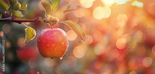 apple in orchard plantation, idea for agricultural and fruitfulness theme concept background wallpaper, Generative Ai	
 photo