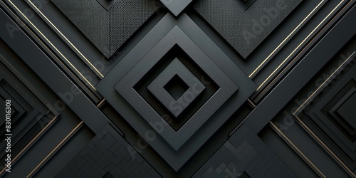 A geometric design in black and gold colors creates an abstract wallpaper