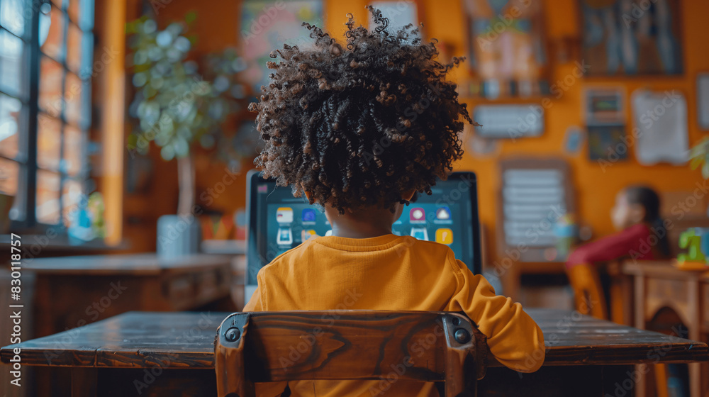 Black Child Using Laptop with Educational App in Classroom
Black Child Using Laptop with Educational App in Classroom
