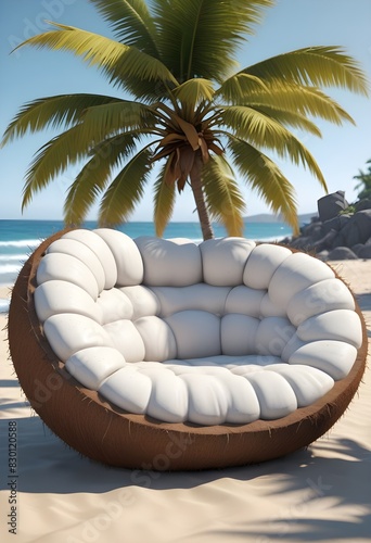 Pinaple looking furniture sofa standing on a tropical beach photo