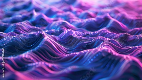 Closeup of purple and blue waves undulating, close up, mesmerizing pattern, futuristic, Blend mode, otherworldly backdrop