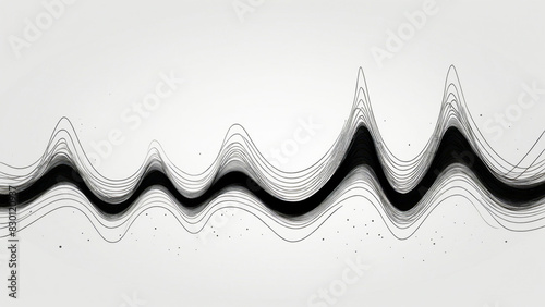 Abstract heart cardiogram waves on white, symbolizing rhythm, harmony, and wellness.