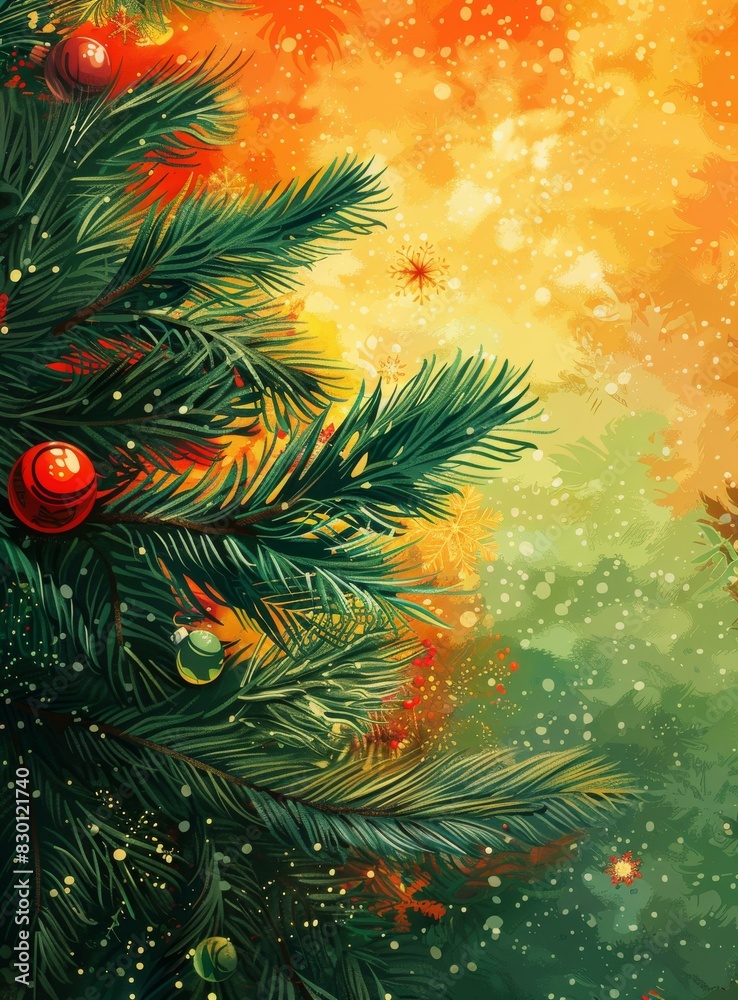 Christmas tree with ornaments and lights Christmas tree with ornaments and lights