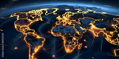 Global supply chain mapping connecting suppliers manufacturers and distributors worldwide. Concept Supply Chain Management, Global Connectivity, Supplier Network, Manufacturing Optimization photo