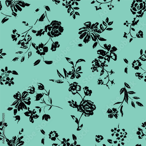 Trendy floral seamless pattern collection. Set of vintage 70s style flower background illustration. Colorful pastel color groovy artwork bundle, y2k nature backgrounds with spring plants