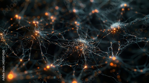 Digital background featuring interconnected neural networks, close up, ideal for tech processes, futuristic, Multilayer, dark digital interface backdrop photo