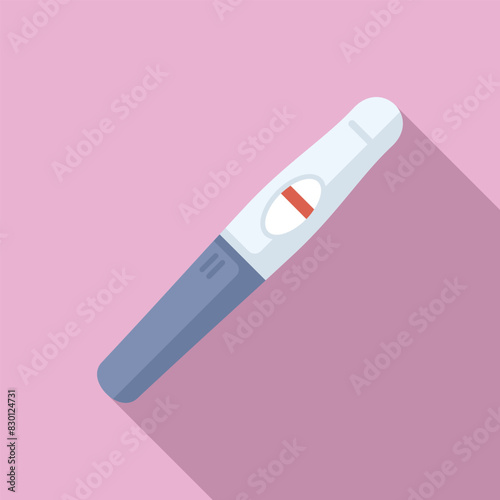 Illustration of a positive pregnancy test result in flat design with a pink background, depicting the anticipation and excitement of maternity and family planning