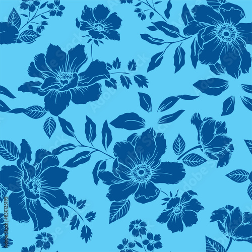 Wallpaper Mural Trendy floral seamless pattern collection. Set of vintage 70s style flower background illustration. Colorful pastel color groovy artwork bundle, y2k nature backgrounds with spring plants Torontodigital.ca