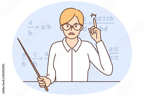 Angry teacher scolding in classroom