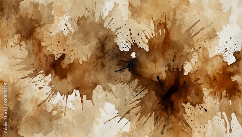 abstract beige splotchy ink watercolor paper background. Watercolor illustration photo