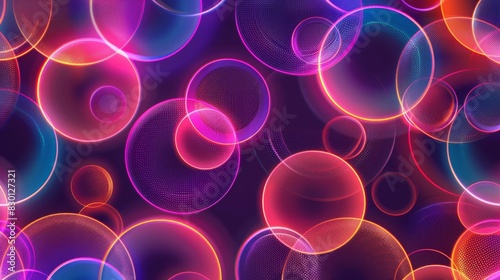 Colorful abstract background with neon waves and bubbles, creating a vibrant and dynamic visual effect with fluid shapes.