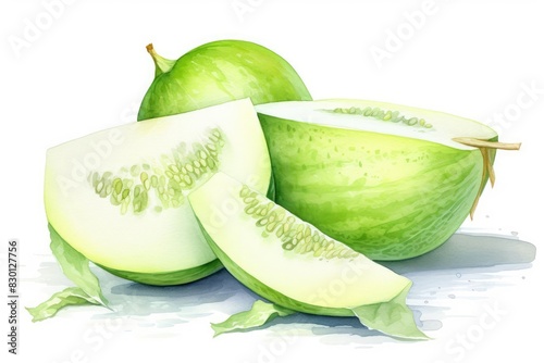 Honeydew watercolor illustration isolated on white background