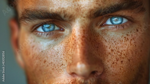 close-up of a man with hydrated and smooth face skin