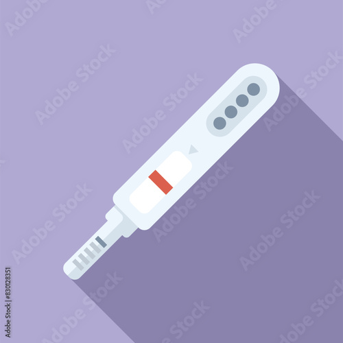 Flat design vector illustration of a digital pregnancy test with positive result on a purple background. Isolated single object. Simple modern art graphic. Clear and easy to read. Childbearing