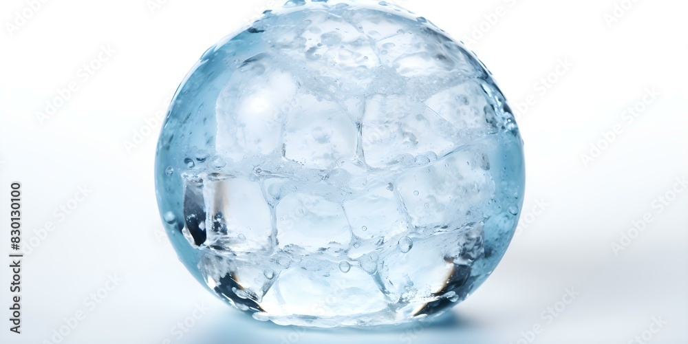 Ice ball on white background with clipping path abstract glossy sphere. Concept Product Photography, White Background, Clipping Path, Ice Ball, Abstract Sphere Ice ball on white background with clipping path abstract glossy sphere. Concept Product Photography, White Background, Clipping Path, Ice Ball, Abstract Sphere