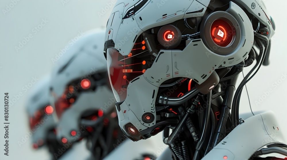 Innovative Cyborg in a High Tech Futuristic Workshop Innovative Cyborg in a High Tech Futuristic Workshop