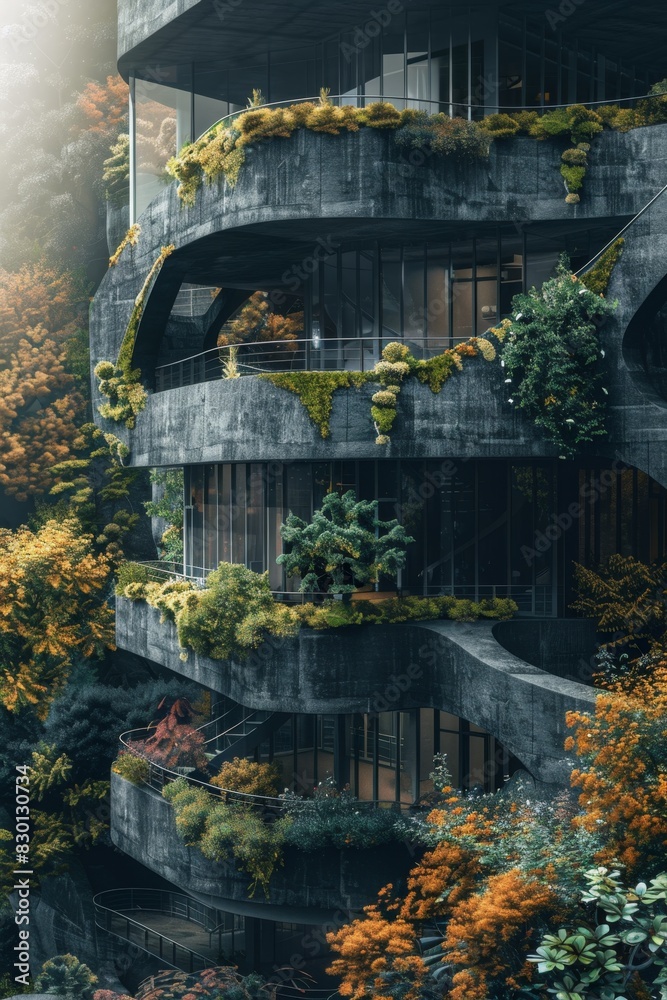 Obraz premium Advanced AI algorithms collaborate with architects to design sustainable, futuristic buildings. 