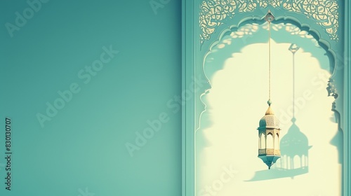 Ornate Islamic lanterns with glowing lights on teal background for Eid al-Adha celebration.