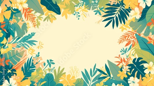 elegant summer banner features a beautiful illustration of pastel flowers and lush foliage  perfect for greeting cards  invitations  and posters.