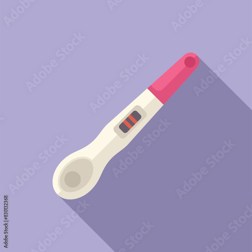 Flat design illustration of a positive digital pregnancy test with shadow