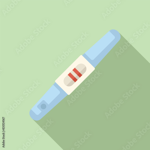 Flat design positive pregnancy test icon illustration for expecting baby and motherhood. Simple symbol graphic with pastel background for healthcare and reproductive parenthood vector clipart