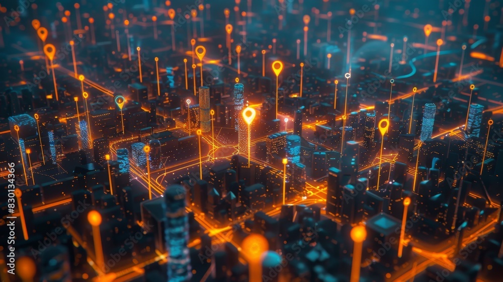 Fototapeta premium Skyline Symphony: Illustrate the harmonious blend of traffic patterns and modern cityscapes, evoking a sense of metropolitan rhythm.