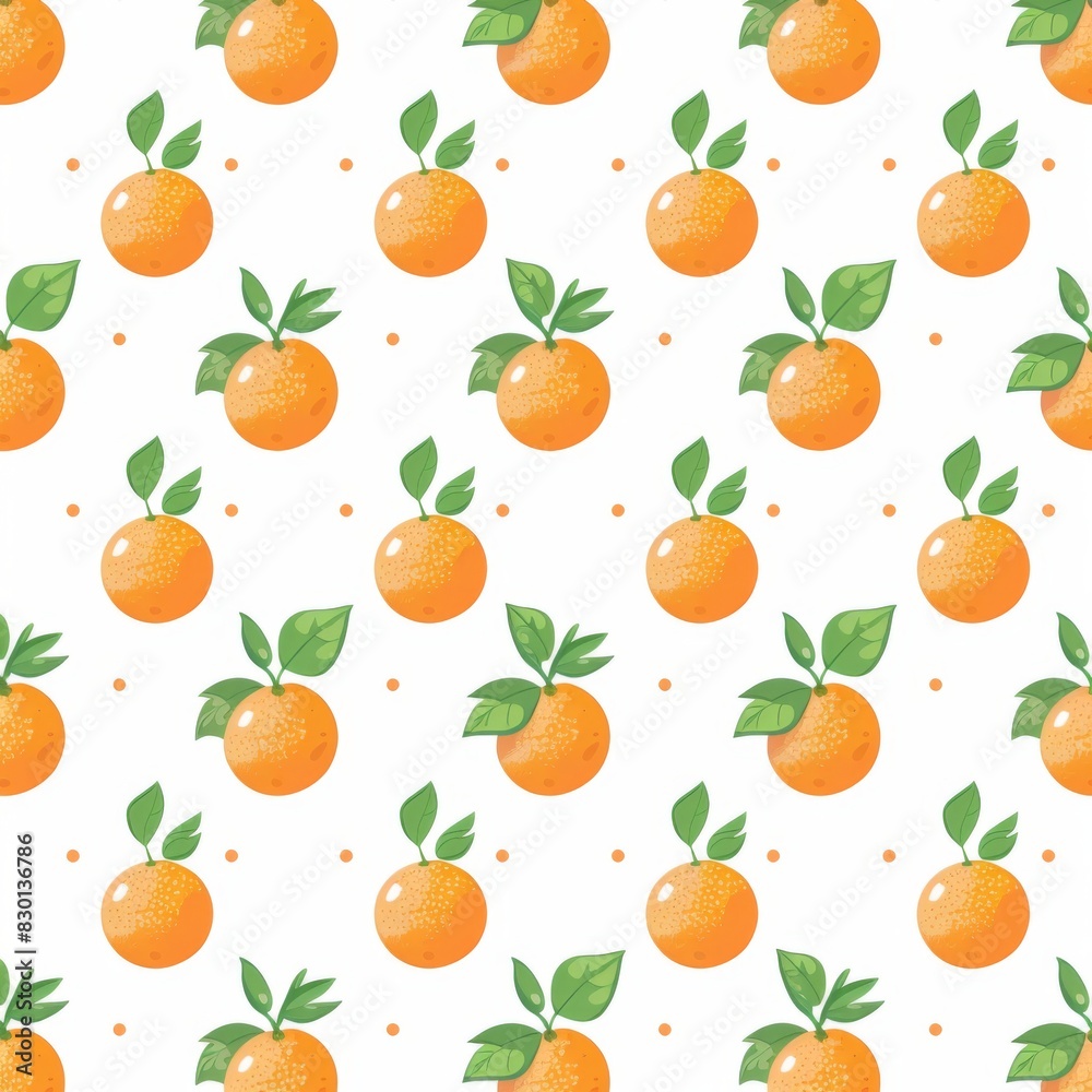 Obraz premium Cute Pastel Colour Orange Pattern White Background l Juicy Vitamin Fruit Design Wallpaper l Fresh and Sweet Ananas Dessert Summer Print l Tropical Image Illustration