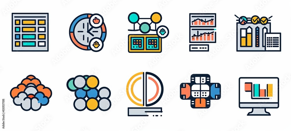A collection of icons for various computer programs and devices A collection of icons for various computer programs and devices