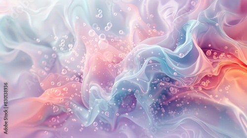 Spring design with lilac blue coral blend shimmering particles and fluid textures wallpaper