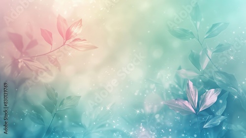 Calming abstract with pastel blues pinks and greens light sparkles wallpaper