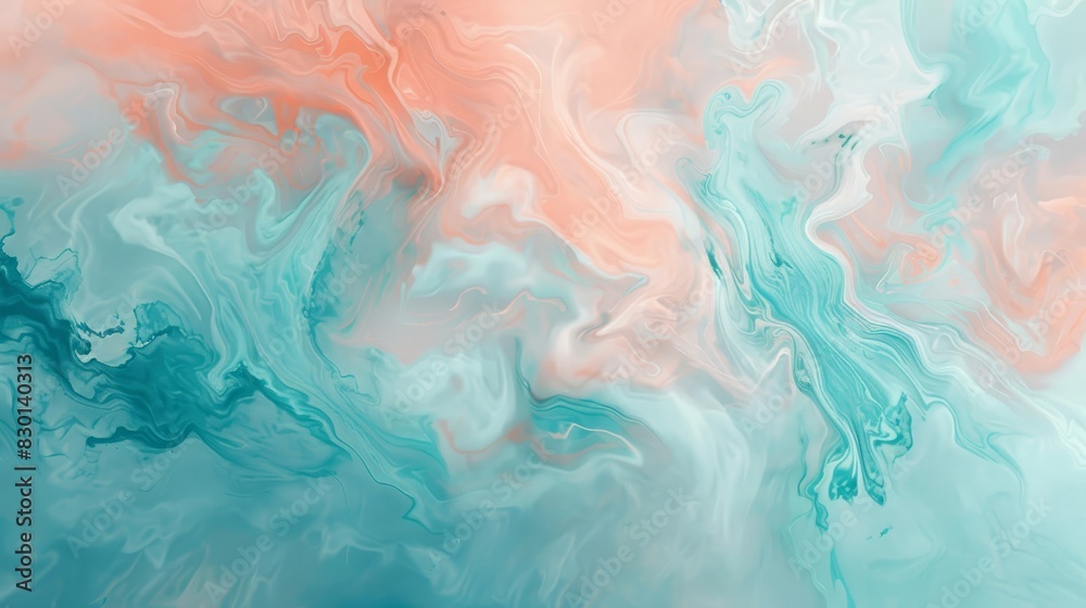 Abstract background with light blue coral and mint light reflections wallpaper