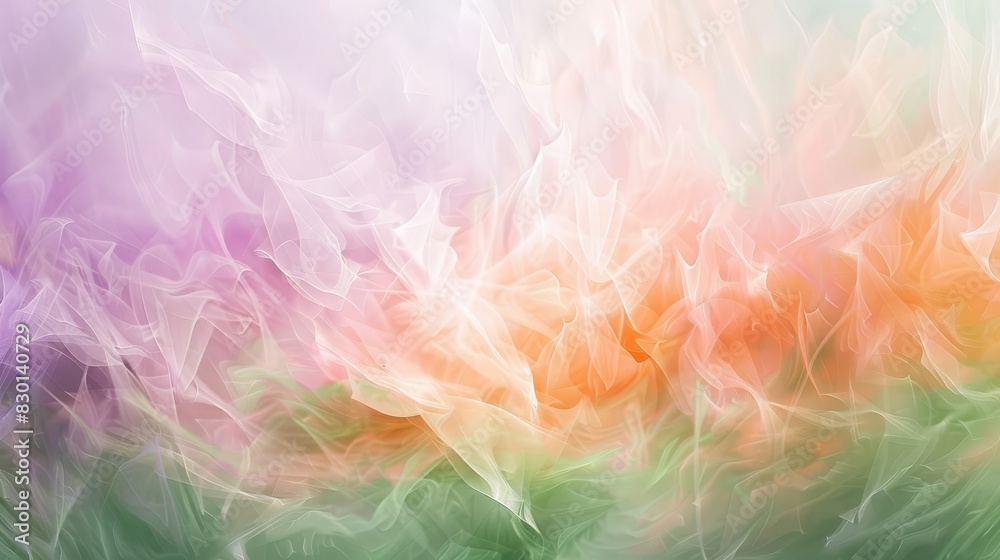 Soothing abstract with light peach lavender and green light glows wallpaper
