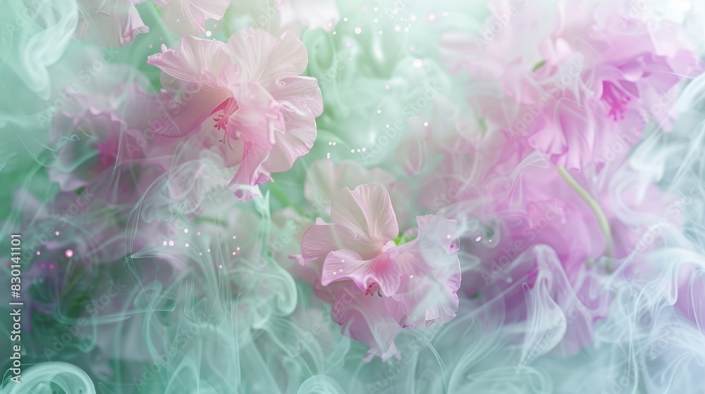 Fototapeta premium Vibrant abstract with pinks greens and lavender light effects wallpaper
