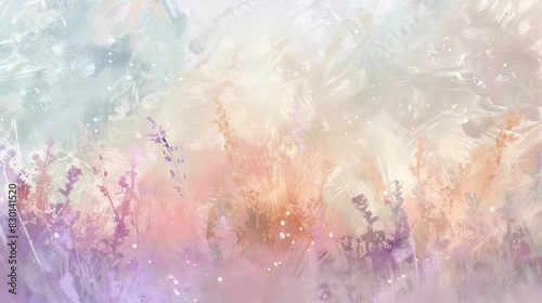 Dreamy abstract with peach lavender and mint brushstroke textures wallpaper © javier