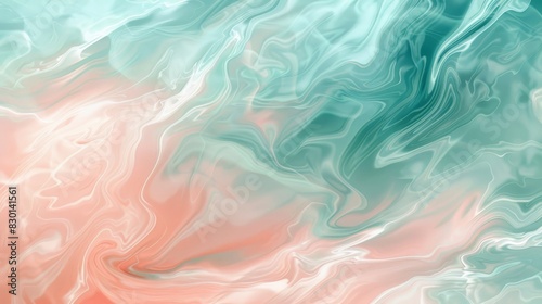Abstract background with pastel coral mint and sky blue light reflections wallpaper