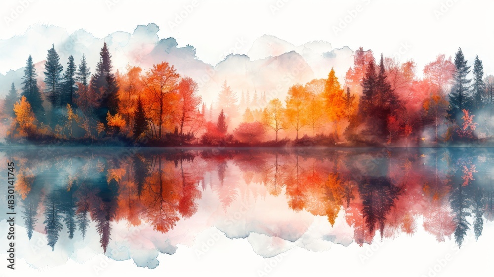 Fototapeta premium Pastel Whispers: A Double Exposure Forest Fantasy