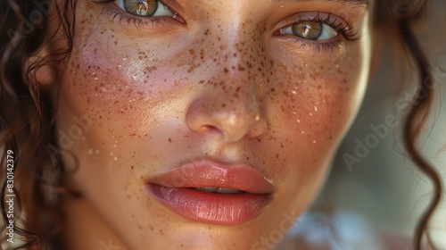 close-up of a woman's radiant, smooth beauty face skin in natural light
