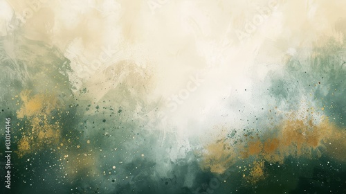 Vibrant abstract bg: spruce green rich gold warm taupe. Watercolor effects light beams wallpaper photo