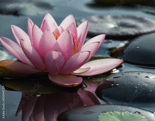 Natural healing and alternative medicine  like a waterlily with water and massage stones