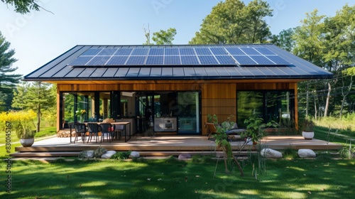 The solar-powered house, designed with sustainability in mind, offers an eco-friendly lifestyle