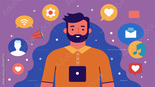 A man intentionally diversifying his media consumption by actively seeking out content from marginalized voices in the body positivity movement.. Vector illustration