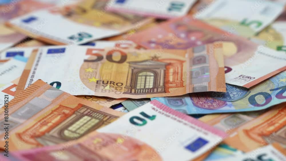 Assorted Euro Banknotes in Real-Time Motion Assorted Euro Banknotes in Real-Time Motion