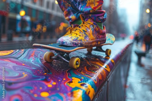 abstract background in colors and patterns for Go Skateboarding Day photo