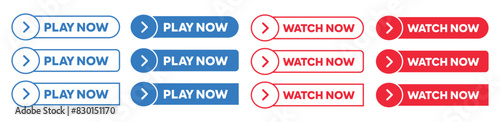 Simple Play Now and Watch Now Web Buttons with arrow symbol