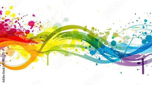 Vibrant Pride - Abstract Colorful Splashes and Swirls Illustration with Copy Space
